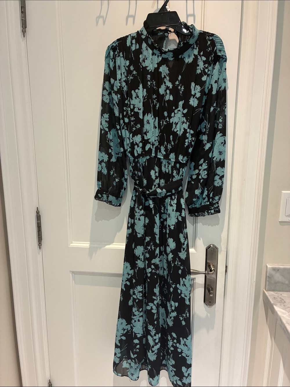 ZARA Pleated Floral Belted Midi Dress Small 👵MT